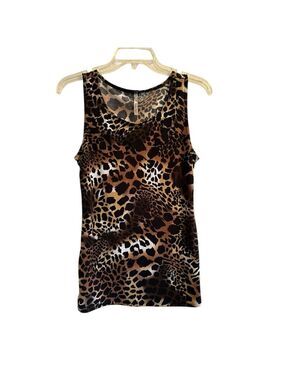 Carrie Allen Animal Print Tank Top Career Shell Blouse Womens Medium Multicolor